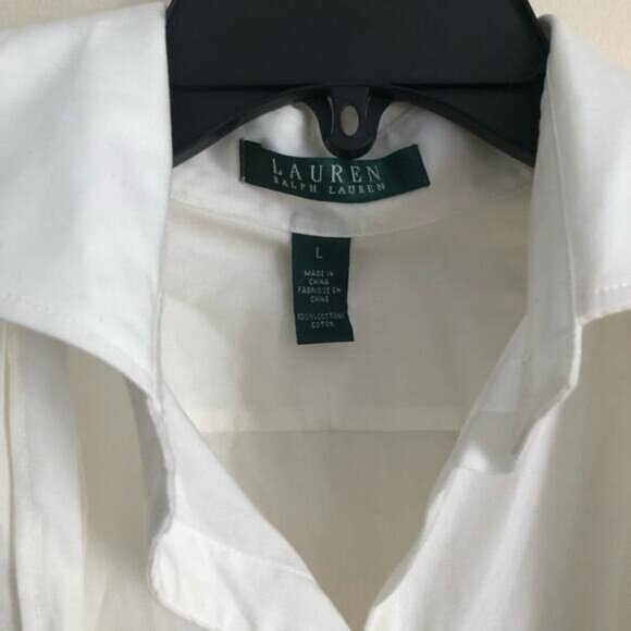 Lauren Ralph Lauren white button down shirt bow tie blouse - Picture 4 of 5